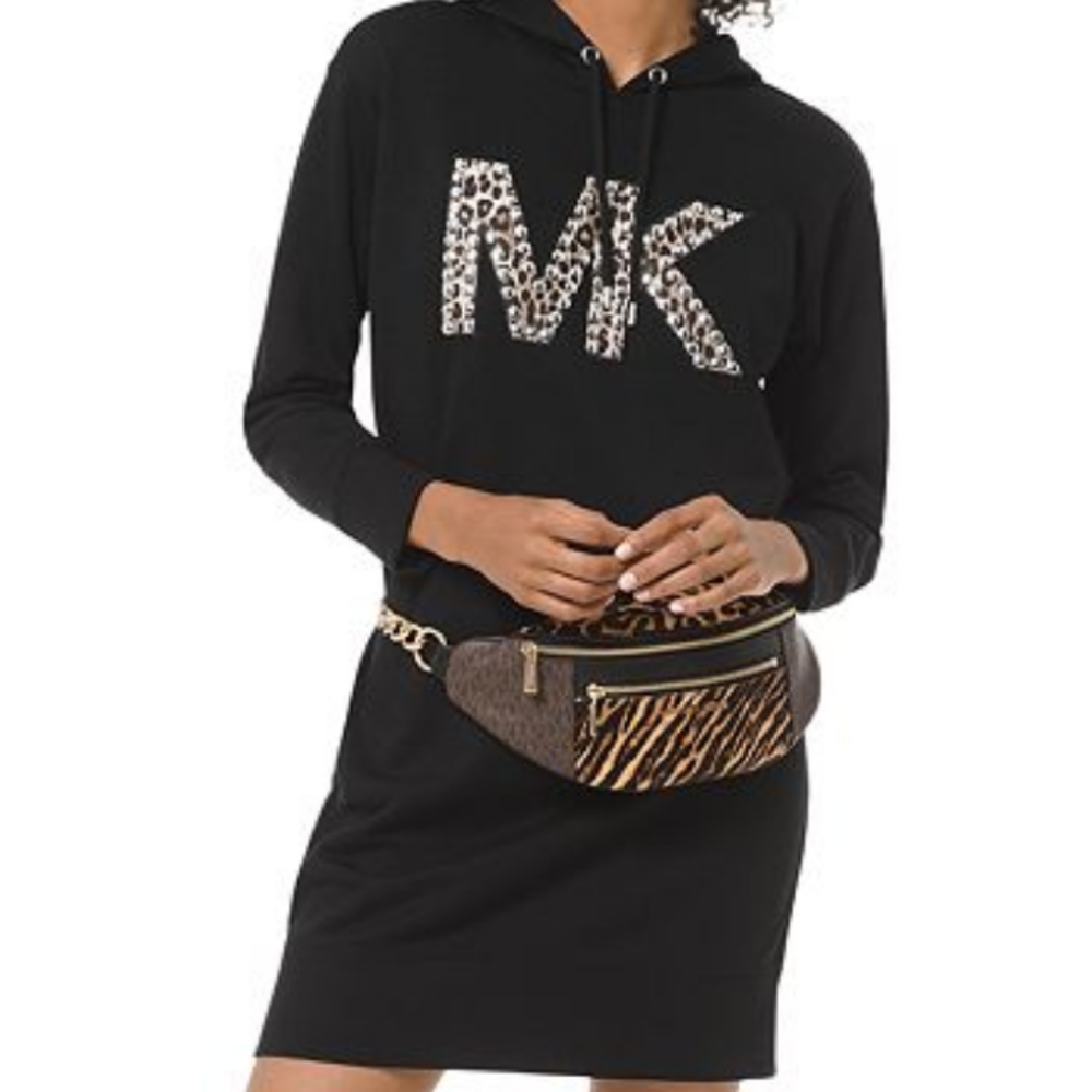 Michael Kors studded leopard cotton Terry hoodie